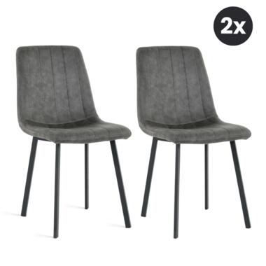 2x Eetkamerstoel Minsk - Microleder - Antraciet product