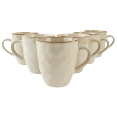 OTIX Theemokken Koffiekopjes met oor set van 6 Beige Keramiek MAPLE product