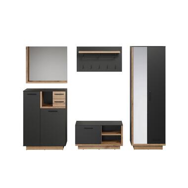 Hioshop Synnax garderobe opstelling grijs-eik decor product