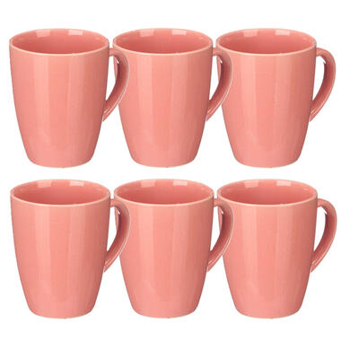 Vessia Design koffie mokken - 6x - roze - keramiek - 330 ml product