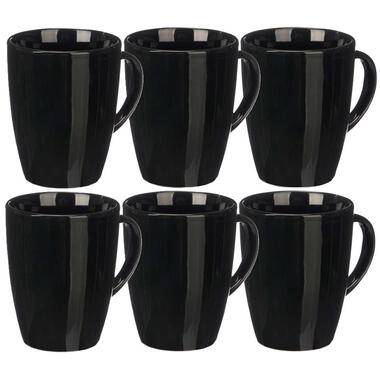 Vessia Design koffie mokken - 6x - zwart - keramiek - 330 ml product