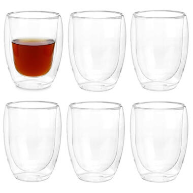 Vivalto dubbelwandige koffie/theeglazen - 6x - glas - 326 ml product