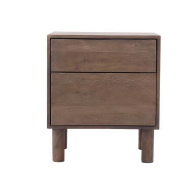 Nachtkastje Bruin Mangohout - 50x38x57cm - 2 Lades - Liana product