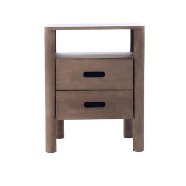Nachtkastje Naturel Mangohout - 45x38x57cm - 2 Lades - Doria product
