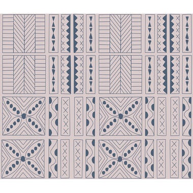 Walls4You behang - etnisch motief - oudroze en vergrijsd donker blauw product