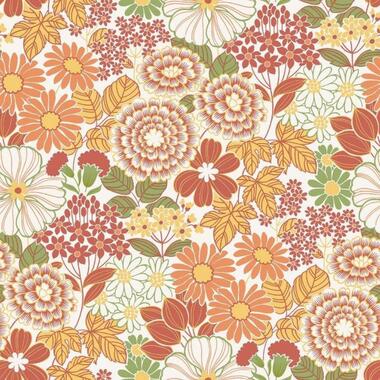 Borastapeter behang - retro bloemen - oranje - 53 cm x 10.05 m - 661022 product