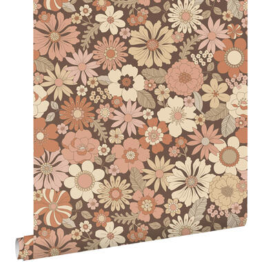 ESTAhome behang - retro bloemen - oudroze en beige - 53 cm x 10.05 m - 130966 product