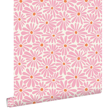 ESTAhome behang - madeliefjes - roze en oranje - 50 x 900 cm - 131149 product