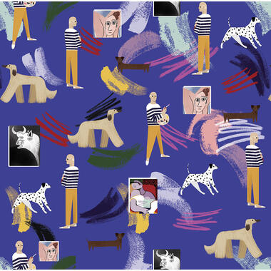 Walls4You behang - surrealistisch motief - paars en meerkleurig - 53 cm x 10 m product