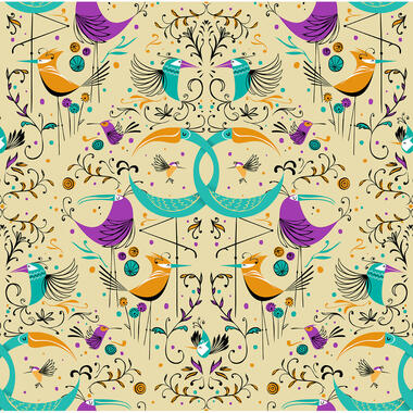 Walls4You behang - vogels - okergeel en meerkleurig - 53 cm x 10 m - 640131 product