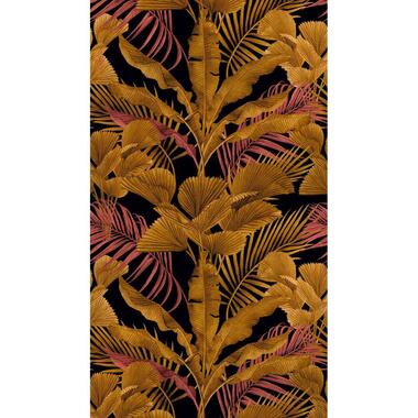 Livingwalls fotobehang - jungle-motief - zwart, goud, roze en geel product
