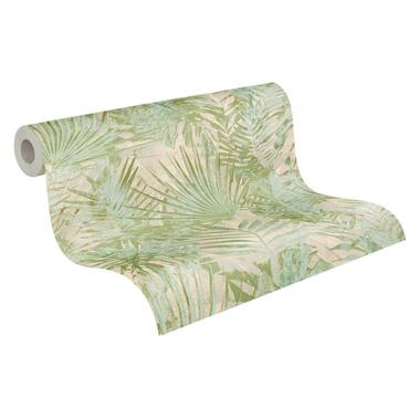 A.S. Création behang - tropische bladeren - groen en beige - 53 cm x 10.05 m product