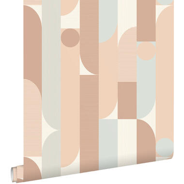 ESTAhome behang - geometrische vormen - bruin en lichtgroen - 50 x 900 cm product
