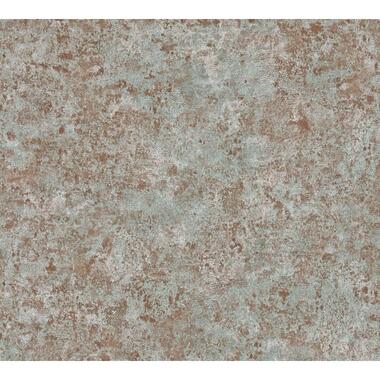 Livingwalls behang - stenen muur - bruin, groen en zilver - 53 cm x 10.05 m - AS product