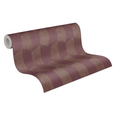 A.S. Création behang 3D-motief rood en goud - 53 cm x 10.05 m