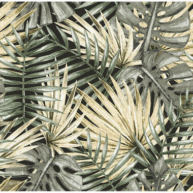 Sanders & Sanders behang - palmbladeren - vergrijsd groen - 53 cm x 10 m product