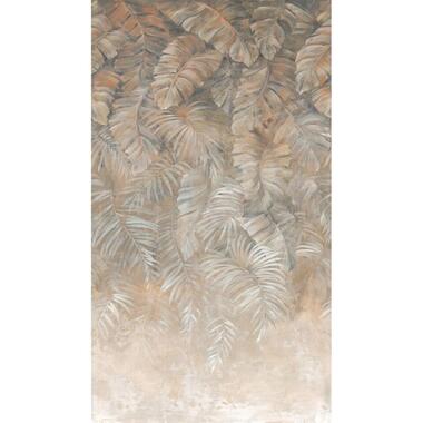 Livingwalls fotobehang - tropische bladeren - bruin, beige, crème en grijs product