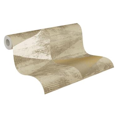 A.S. Création behang 3D-motief goud, geel en beige - 53 cm x 10.05 m