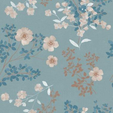 Borastapeter behang - bloemen - vergrijsd blauw - 53 cm x 10.05 m - 660437 product