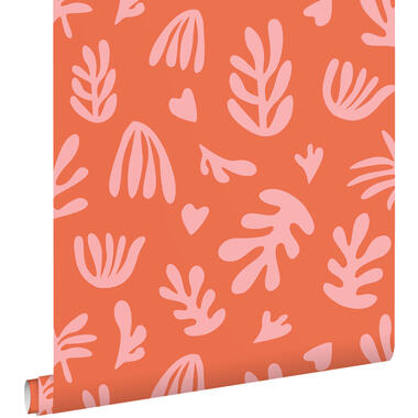 ESTAhome behang - planten in Matisse stijl - oranje en roze - 50 x 900 cm product