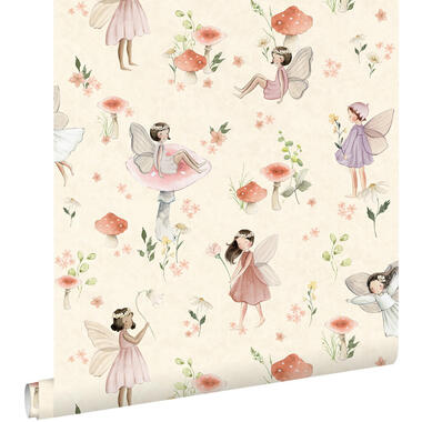 ESTAhome behang - elfjes - roze en beige - 50 x 900 cm - 131342 product