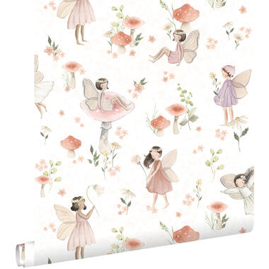 ESTAhome behang - elfjes - roze en wit - 50 x 900 cm - 131338 product