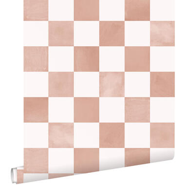 ESTAhome behang - geblokt motief - bruin en wit - 50 x 900 cm - 131289 product