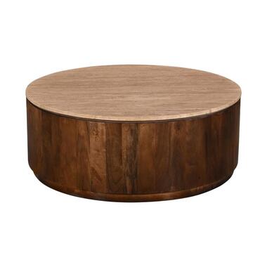 Salontafel Travertin Walnoot - 90x90x35cm - Rond - Elan product