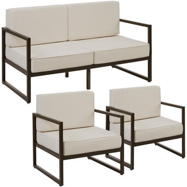 tectake - Tuin-loungeset Comosa voor 4 personen, XXL kussens, Bruin / Beige product