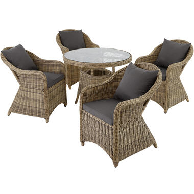 tectake - Wicker zitgroep Zürich 4+1 met aluminium frame, Natuur product