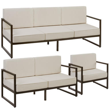 tectake - Tuin-loungeset Comosa voor 6 personen, XXL kussens, Bruin / Beige product