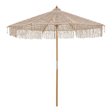 Parasol Hout/Katoen Beige - Gevlochten - 250x250x255cm - Martos product