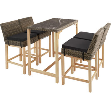 tectake Wicker bartafel Kutina met 4 stoelen Latina, Natuur product