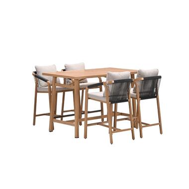 Monti barset - 5-dlg.- light teaklook - rope lava zwart - gobi sand