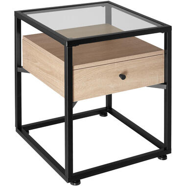 tectake Nachtkastje Preston 43x45x54,5cm, Industrieel Licht Hout, Eiken Sonoma