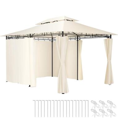 tectake Luxe tuinpaviljoen Emine 4x3m met 6 zijdelen, Crème product