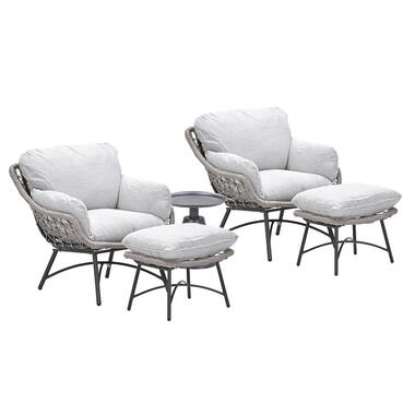 Garden Impressions Selene loungestoelen taupe - Tepa bijzettafel Ø50x48 cm product