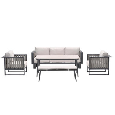 Garden Impressions Gabon - lounge dining set 5-delig stoel-bank - donker grijs product