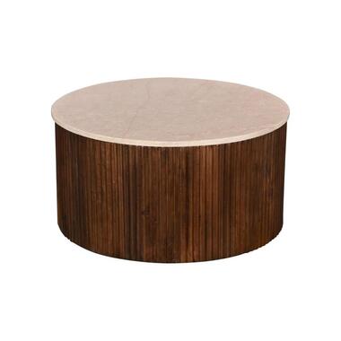 Salontafel Marmer Donkerbruin Mangohout - 70x70x35cm - Davi product