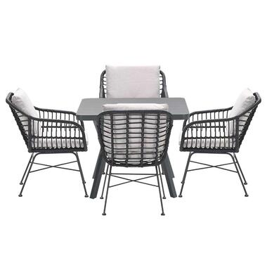 Garden Impressions Lucas tuinset zwart 5-delig - Mina tuintafel 90x90 cm product