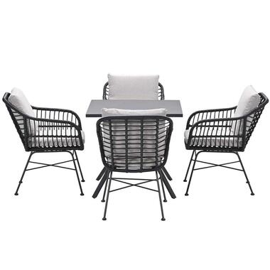 Garden Impressions Lucas tuinset zwart 5-delig - Rimini tuintafel 80x80 cm product