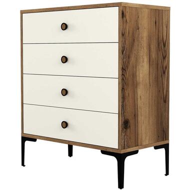 Emob Dressoir Woody - 76 x 40 x 90 cm - Walnoot Crème