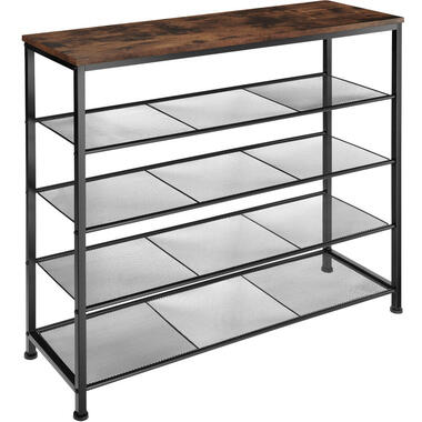 tectake Schoenenrek Sheffield 100x30,5x93cm, Industrieel Hout Donker, Rustiek product