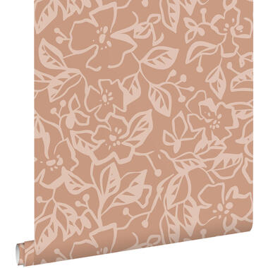 ESTAhome behang - bladeren en bloemen - terracotta roze - 50 x 900 cm - 131375 product