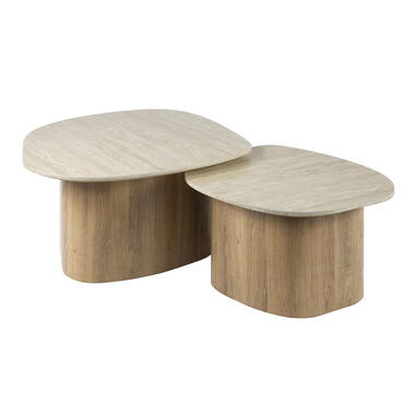 Salontafel Kiezel Travertinlook - Set Van 2 - Romano product