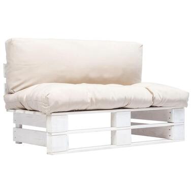 vidaXL - Tuinbank pallet - Beige - Hout - Met zandkleurige kussens