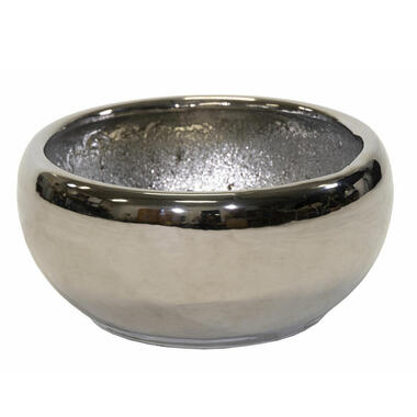 Mega Collections Bloempot Emperor - rond - zilver - D33 x H17 cm