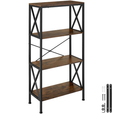 tectake Wandkast Barry 61,5x31,5x133,5cm, Industrieel Hout Donker, Rustiek product
