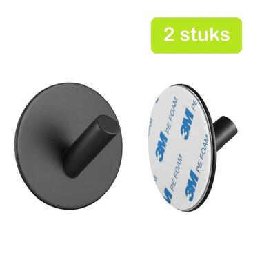 XIVADA Handdoekhaakjes Xavi - Zelfklevend - Rvs - Zwart - Set van 2 product