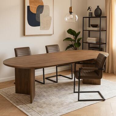 Mangohoutonline - Eettafel Sara 180x100cm Walnoot Rechthoekig - Bruin - Mahom